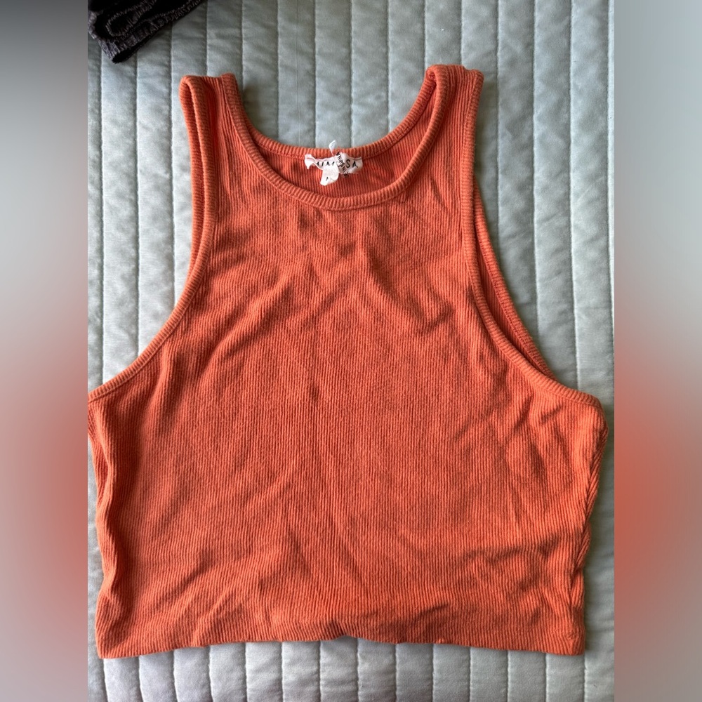 Ribbed Orange Cropped tank